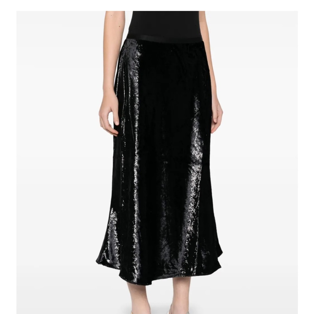 Polo Ralph Lauren Elegant Black sparkly/metallic Velvet Skirt NWT